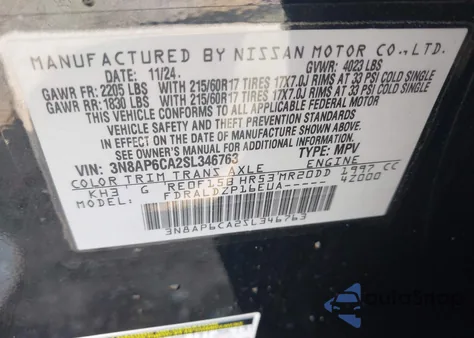 2025 Nissan Kicks Sv Fwd from USA, damaged, VIN 3N8AP6CA2SL346763